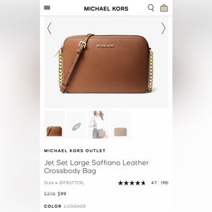 Michael Kors Jet Set Large Saffiano Leather Crossbody Bag